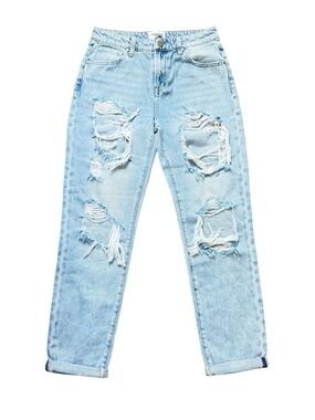 Insane Gene Boyfriend Low Rise Distressed Light Wash Jeans